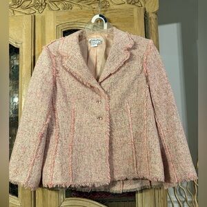 Lillie Rubin Pink Tweed Silk Vintage Women's Blazer and Skirt